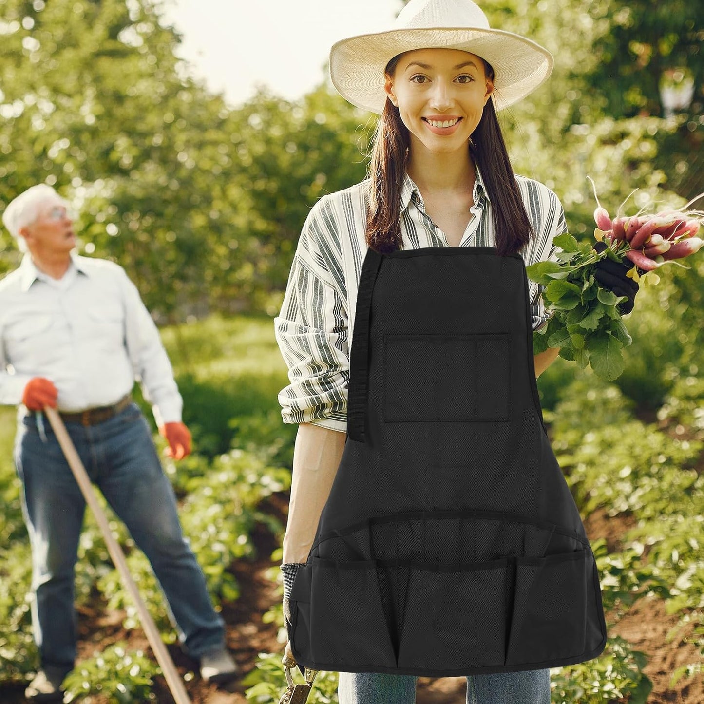 Milisten Canvas Gardening Apron with Multiple Pockets Sturdy Tool Apro