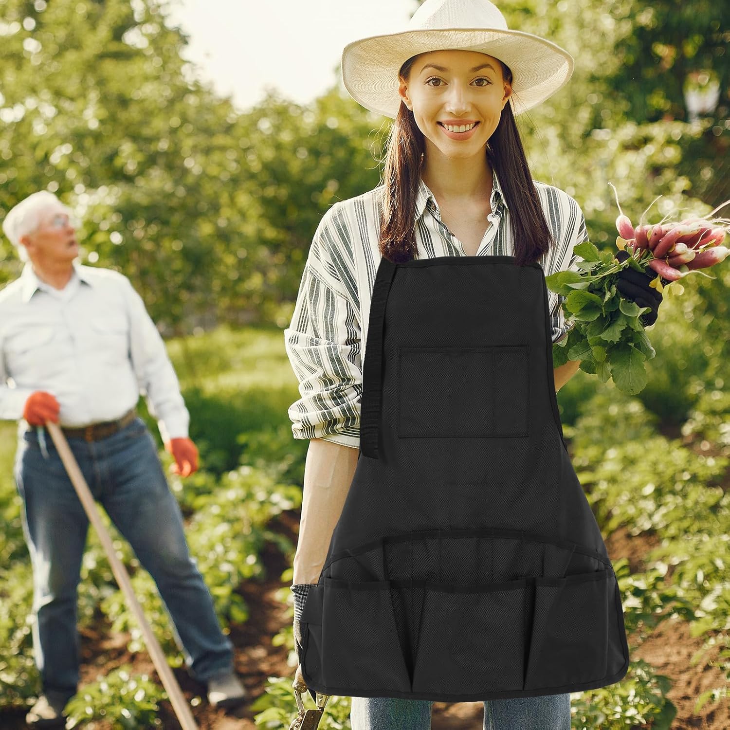 Milisten Canvas Gardening Apron with Multiple Pockets Sturdy Tool Apro