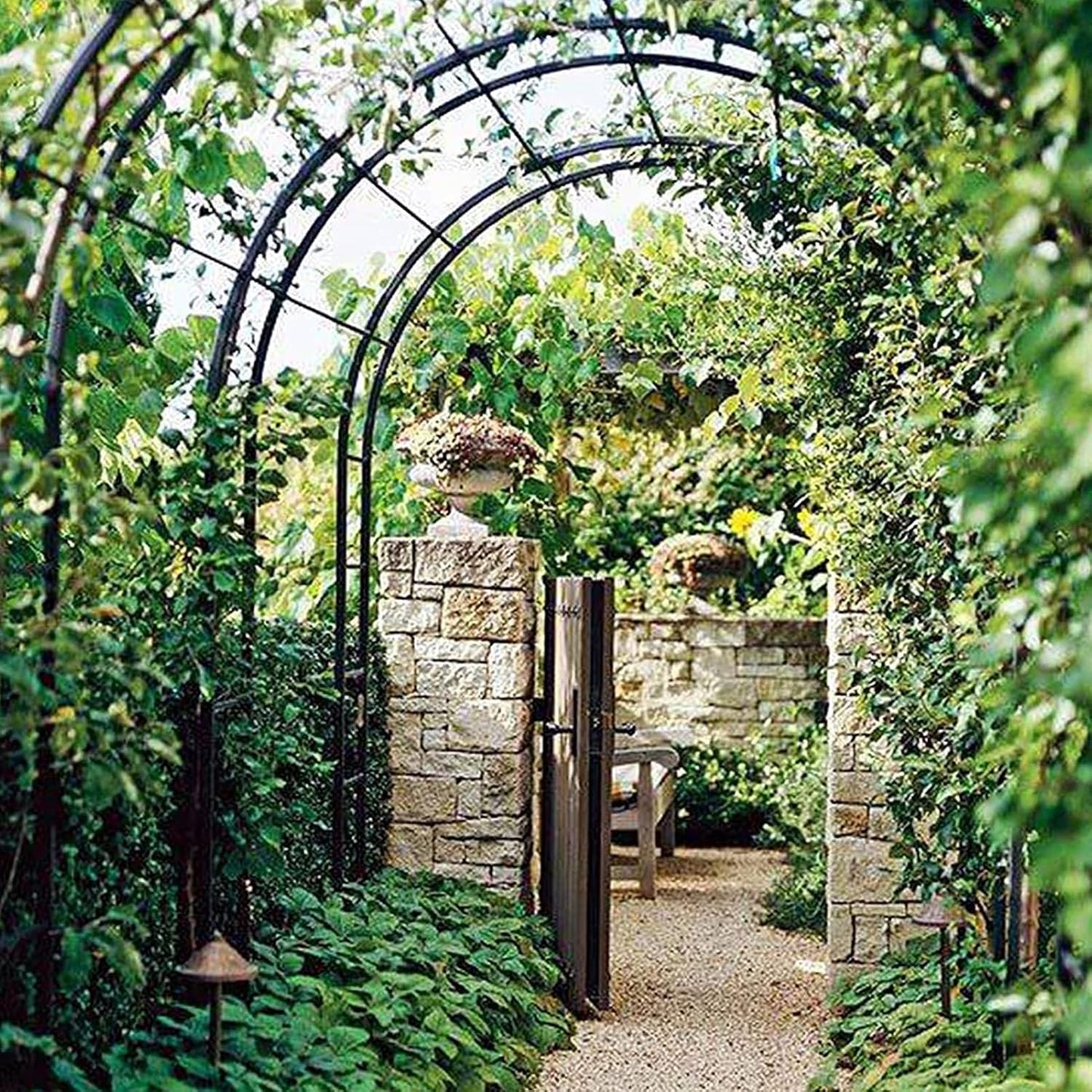 Metal Garden Arch for Weddings & Events - Rose Arbor Trellis for Outdoor/Indoor Decoration, Climbing Plants Support, Patio Entryway - Black (W240xH220cm/94.5x86.6inch)
