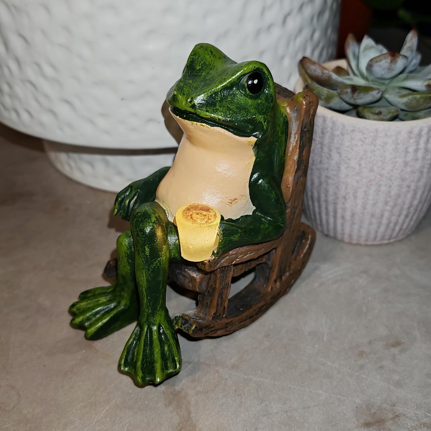 Miniature Frog Garden Statue Outdoor Decorations Figurine Light Fairy Garden Accessories Solar Frog Decor Art for Yard, Lawn,Balcony, Unique