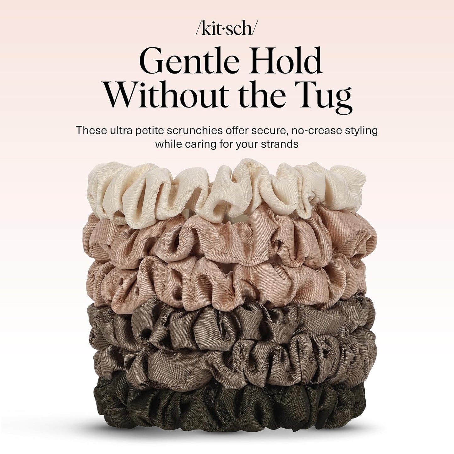 Kitsch Ultra-Petite Satin Scrunchies for Women - No Crease, Frizz-Free