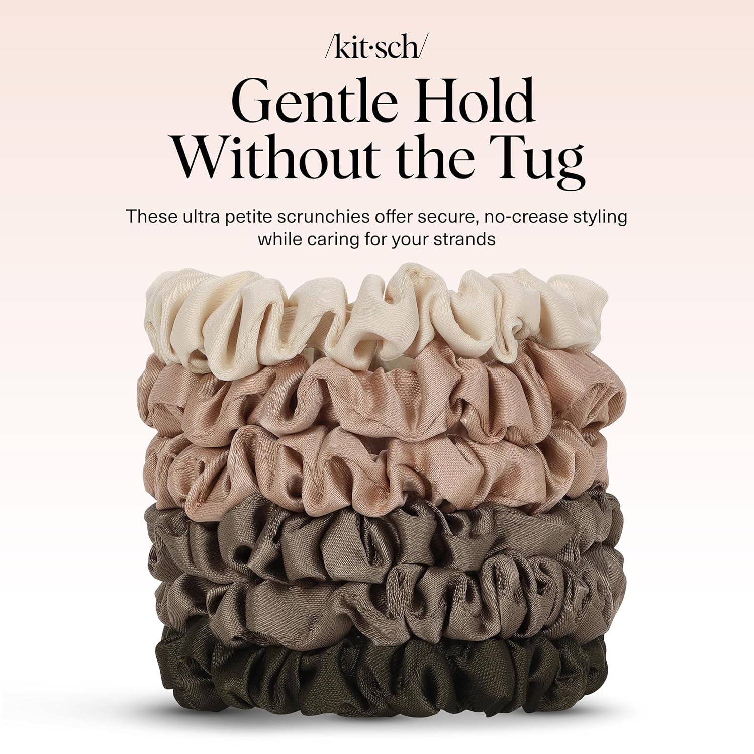 Kitsch Ultra-Petite Satin Scrunchies for Women - No Crease, Frizz-Free