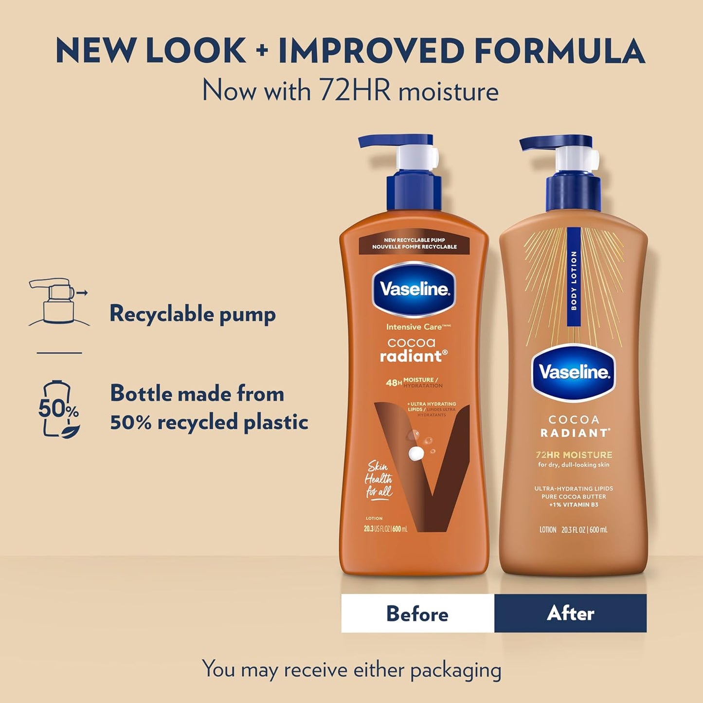 Vaseline Intensive Care Body Lotion Cocoa Radiant 3 count for Dry Skin
