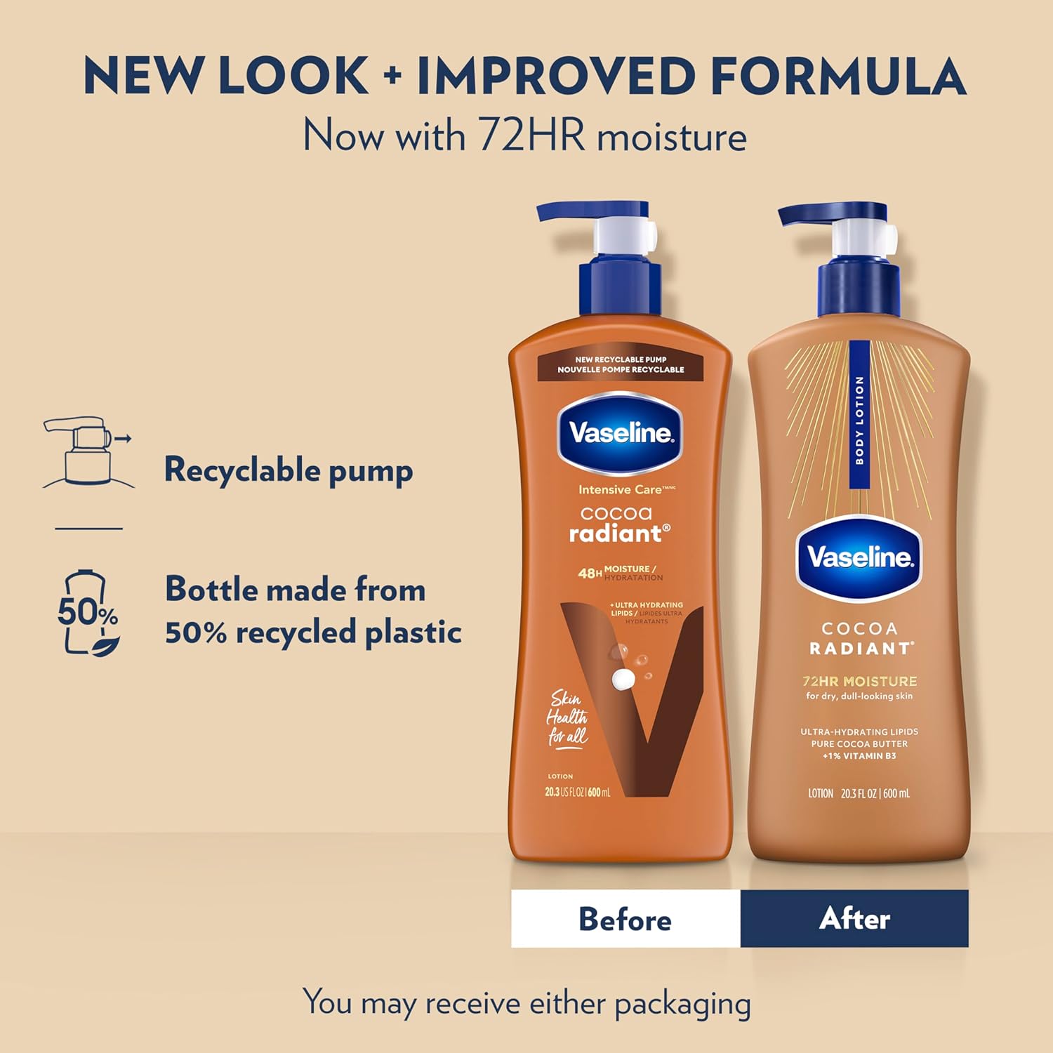 Vaseline Intensive Care Body Lotion Cocoa Radiant 3 count for Dry Skin