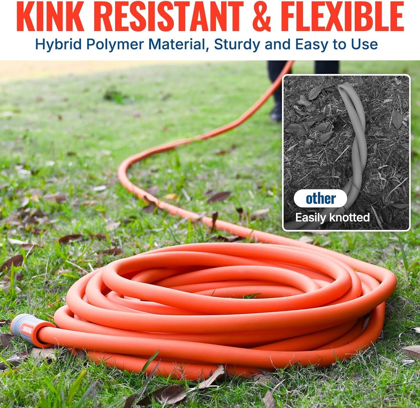 YAMATIC Heavy Duty Garden Hose 5/8 in x 50 ft with Swivel Fitting, Sup