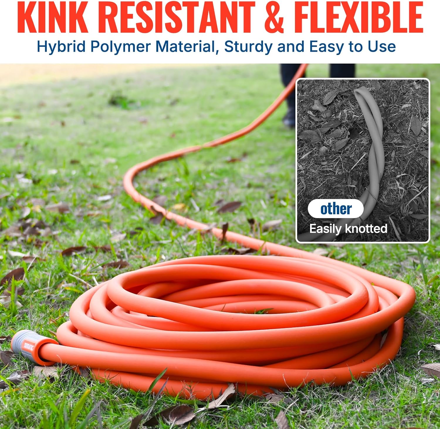 YAMATIC Heavy Duty Garden Hose 5/8 in x 50 ft with Swivel Fitting, Sup