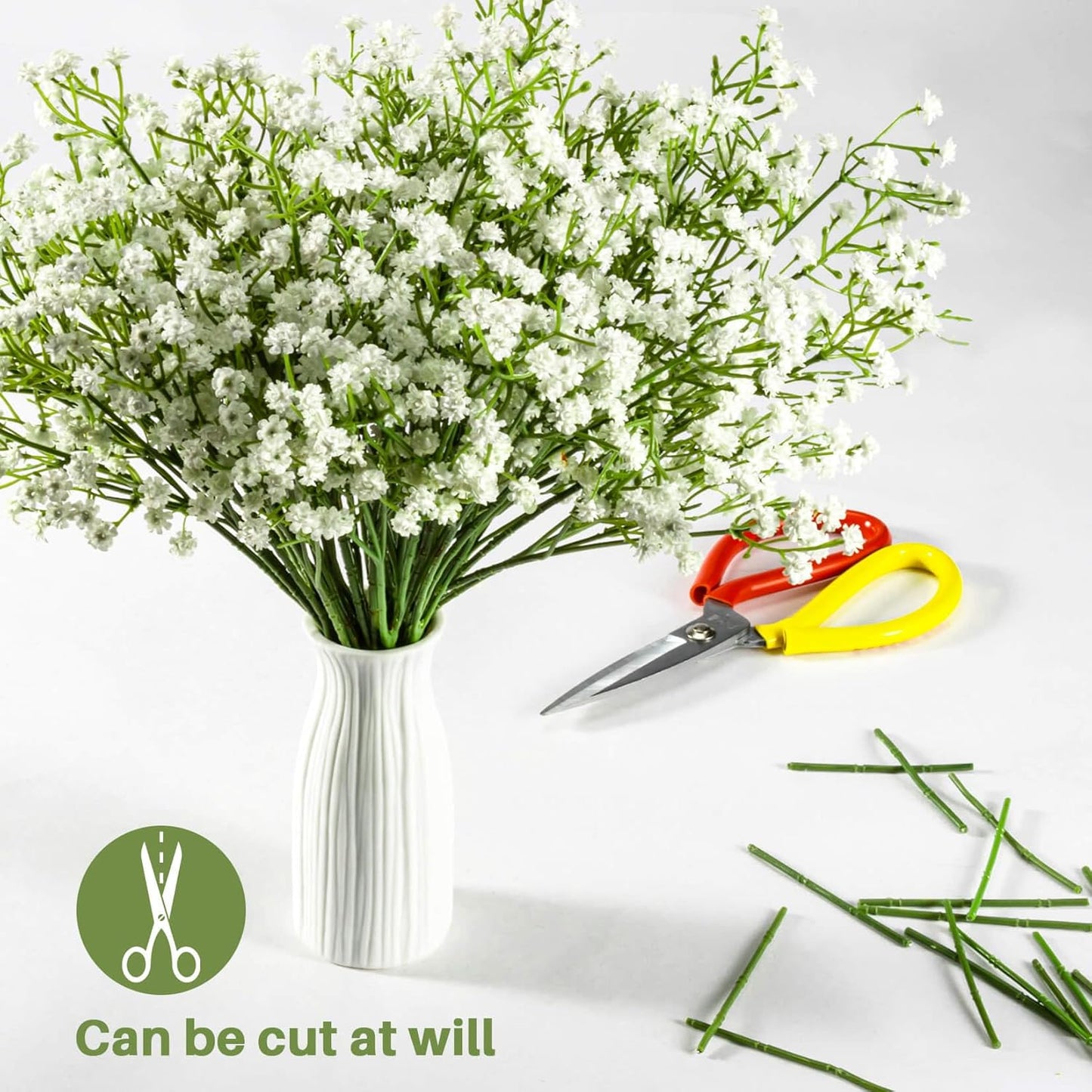 MAQIAHN 6 Baby Breath Artificial Flowers - Babies Breath Flowers Artificial Bulk Faux Flowers Bouquet White Flores Greenery Real Touch Fake Flowers Arrangements Wedding Centerpieces Tables Decorations