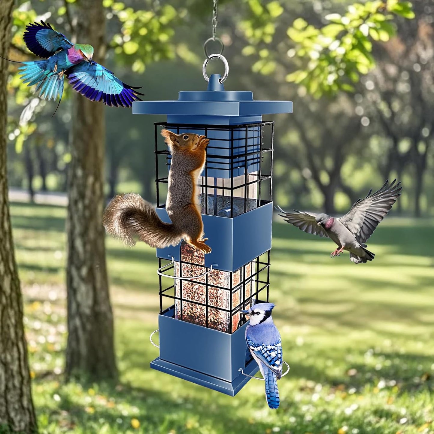 Squirrel Proof Bird Feeder,3Lbs Metal Birdfeeders Squirrel Proof with 