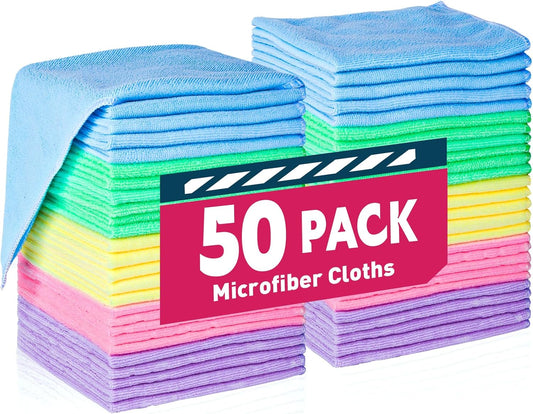 Microfiber Cleaning Cloths-50 Pack, Microfiber Towels Bulk, Towels for