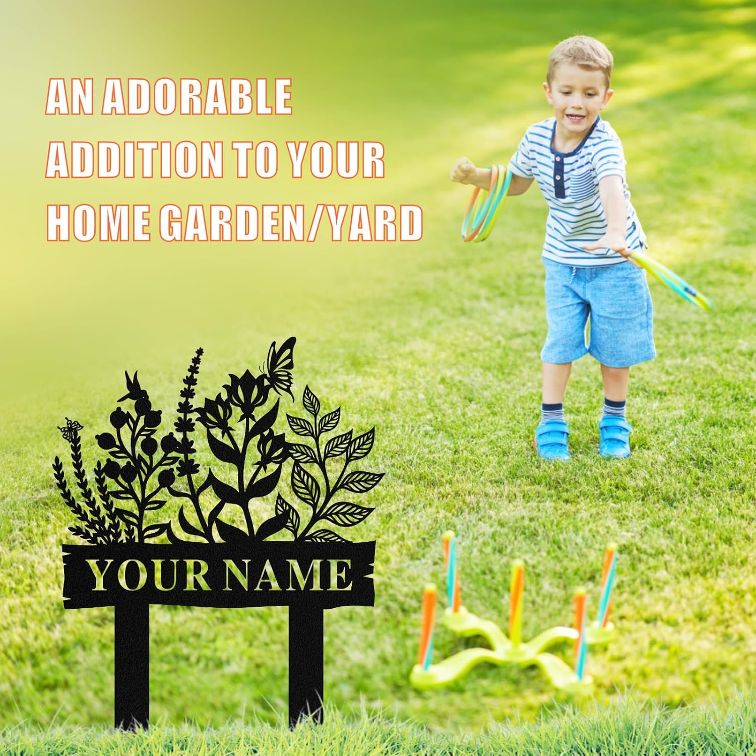 Personalized Garden Signs with Stake, Custom Metal Garden Sign for Out