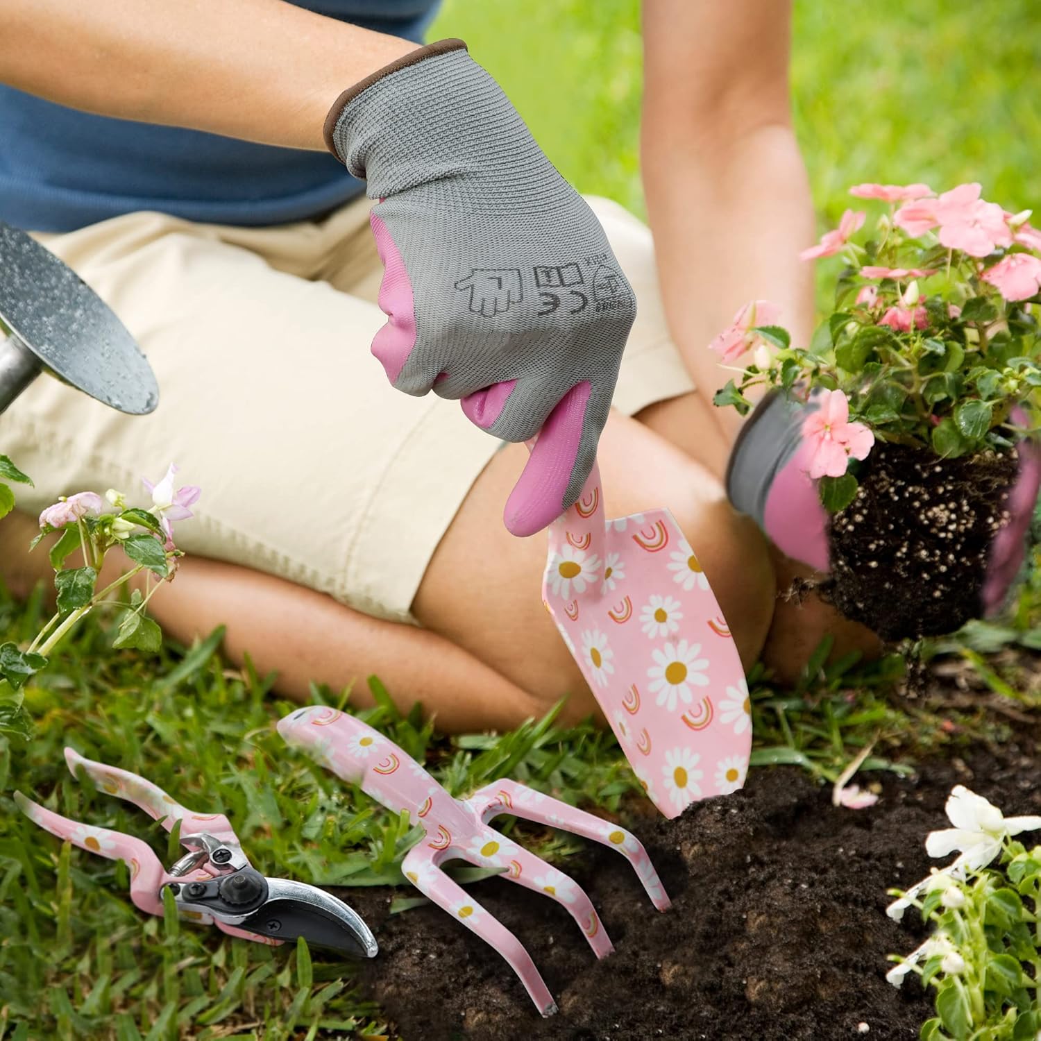 WORKPRO Aluminum Garden Tool Set, 4PCS Heavy Duty Gardening Tools with