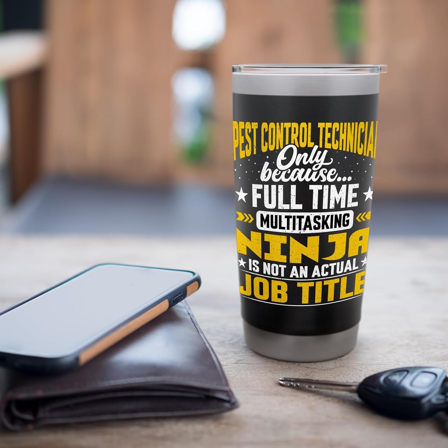 Funny Pest Control Technician Job Title Stainless Steel Insulated Tumbler