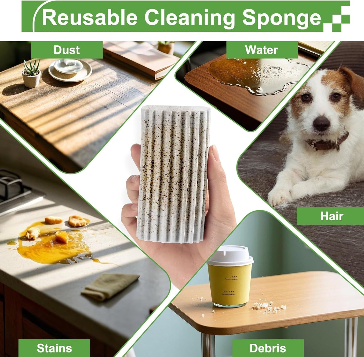 4-Pack Damp Clean Duster Sponge,Gray Damp Dusting Sponge,Duster Basebo