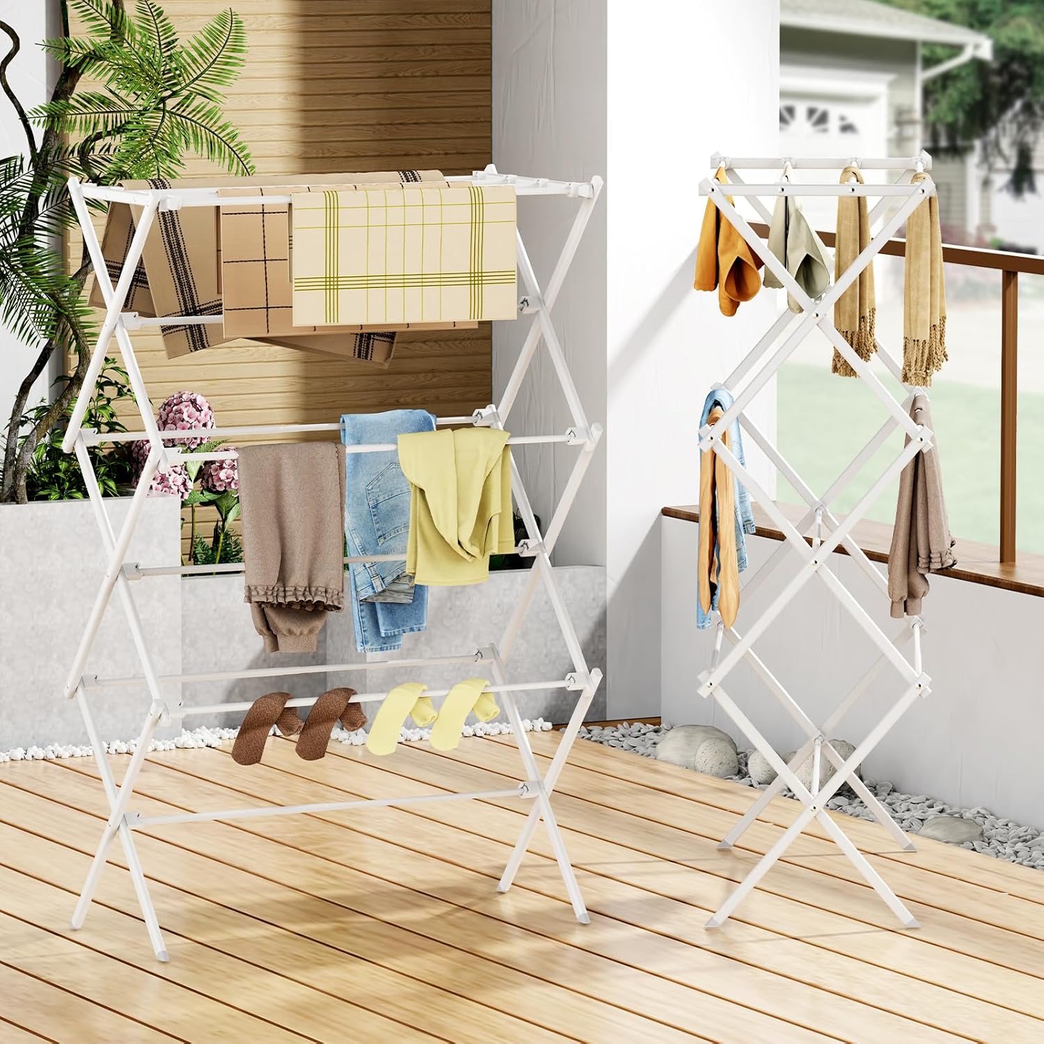 Drying Rack Clothing, 3-Tier Clothes Drying Rack Foldable, Antirust La