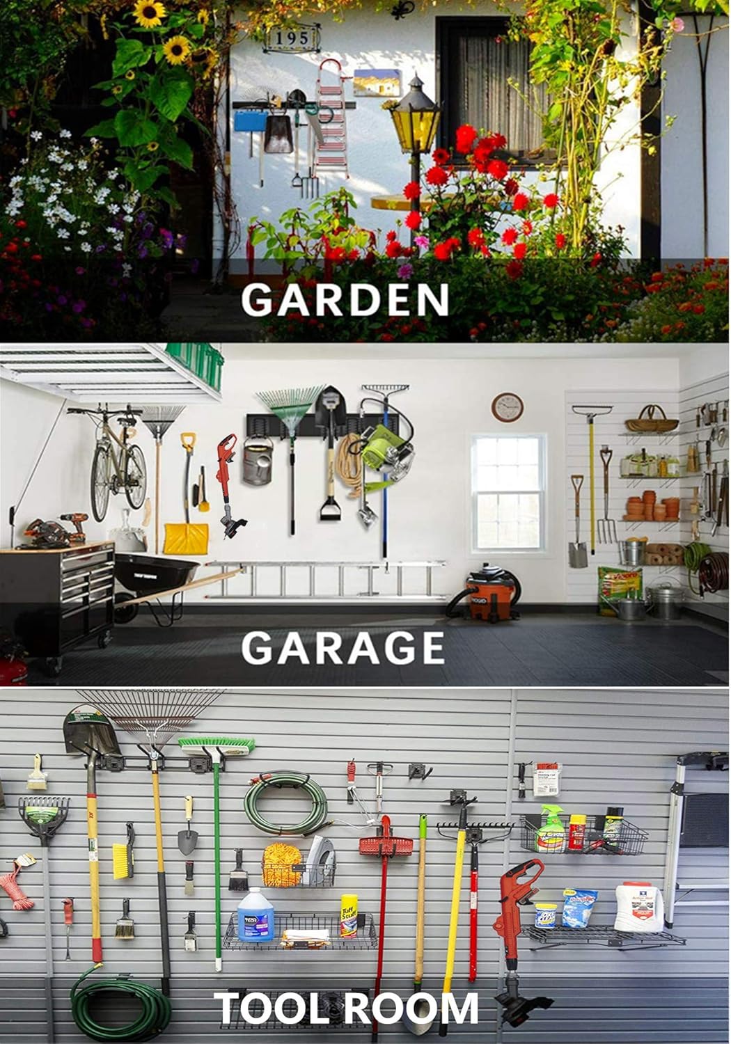 Falezern String Trimmer Hanger Bracket, Garden Lawn Trimmer Wall Mount, 1 Pcs Heavy Duty Weed Eater Rack for Garage. Garden Tool Organizer and Storage Hook for Garage Trimmer, and More.