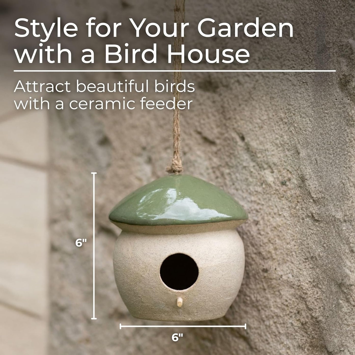 Decorative Bird House Feeder for Outdoors - Round Hanging Bird Feeder for Windows, Yard, and Garden Display - Charming Bird Houses for Outside Patio, Backyard, and Tree Decoration - 4", Green