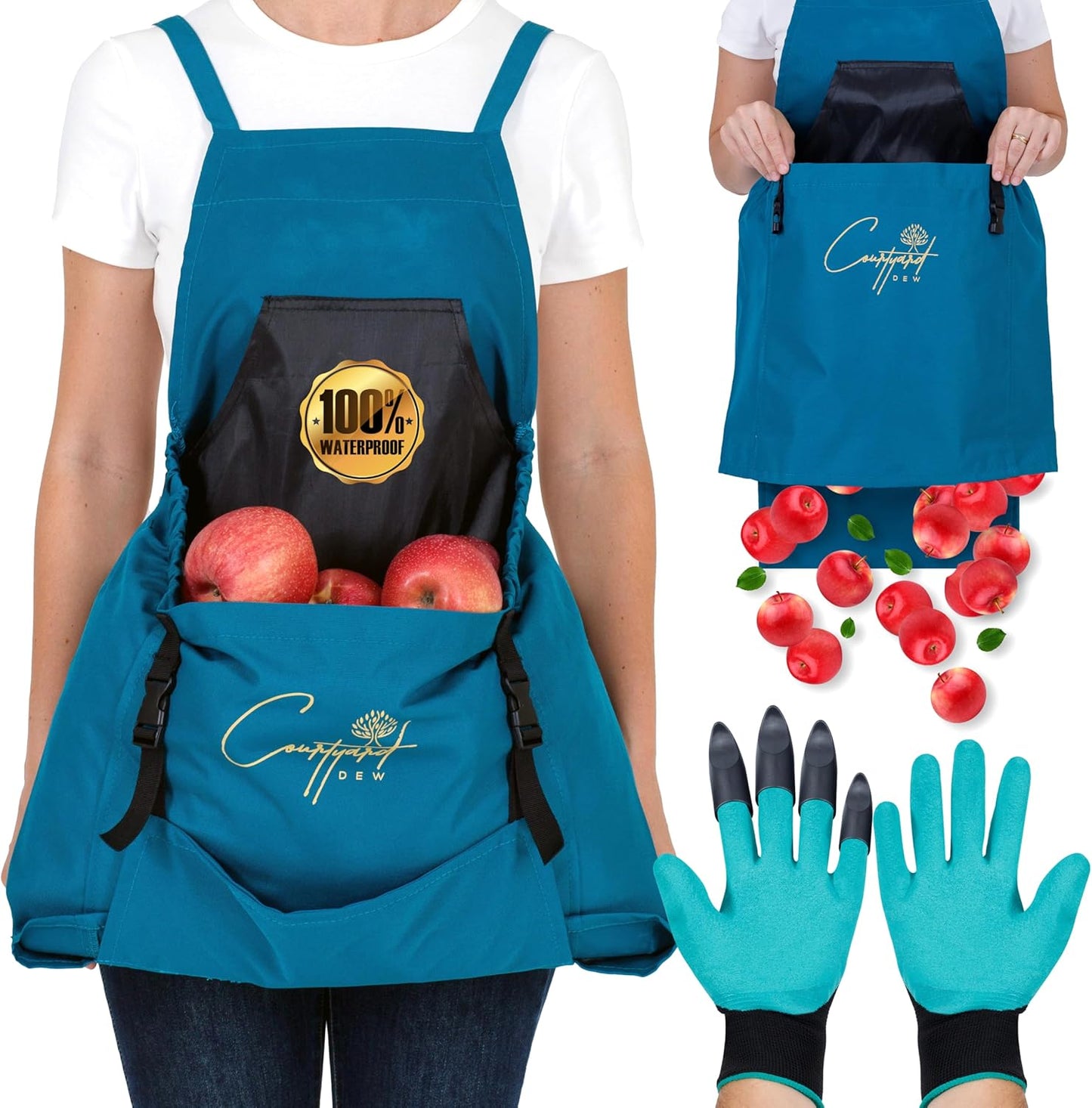 Gardening Apron with Pockets, Adjustable Cross Back Gardening Smock with Quick Release Pockets, Multipurpose