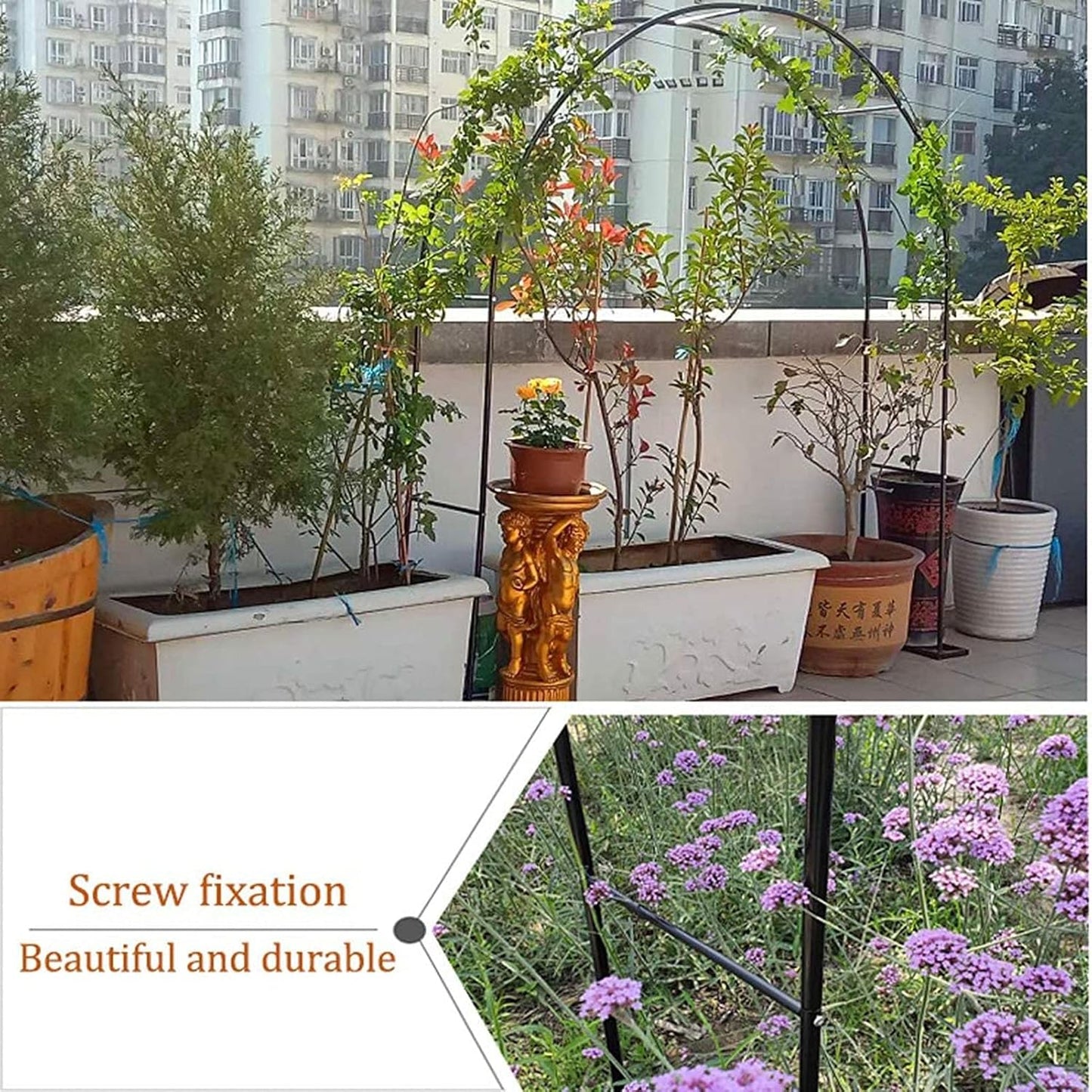 Metal Garden Arch for Weddings & Events - Rose Arbor Trellis for Outdoor/Indoor Decoration, Climbing Plants Support, Patio Entryway - Black (W240xH220cm/94.5x86.6inch)