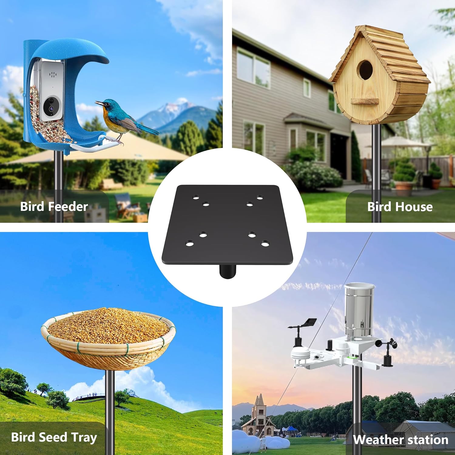 Bird Feeder Pole Kit 110 Inch,Bird House Pole for Outdoors Heavy Duty,