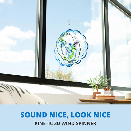 VP Home Floral Hummingbird Wind Spinner - Metal Outdoor Wind Spinners 