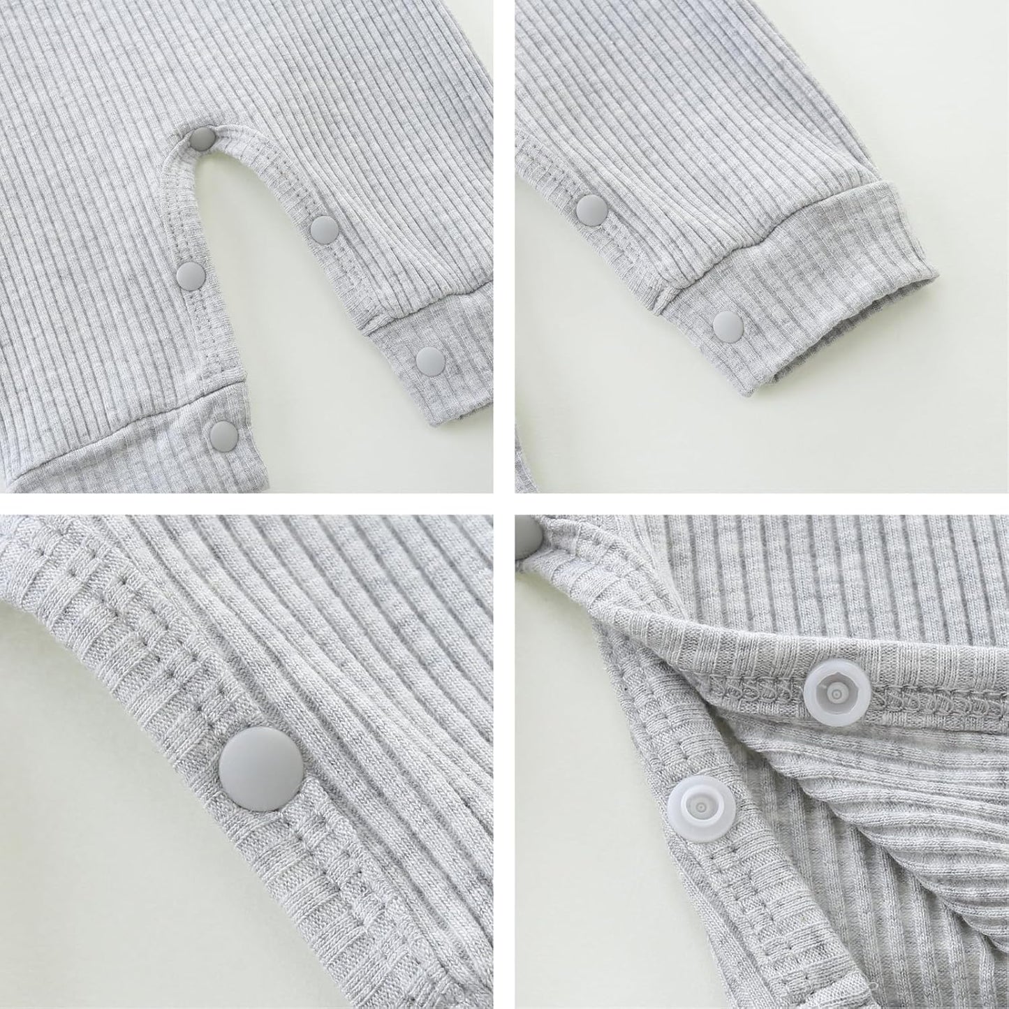 Baby Romper with Baby Mittens & Newborn Hats Footless Long Sleeve Soli