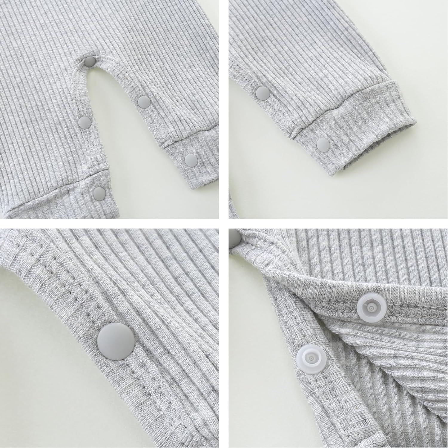 Baby Romper with Baby Mittens & Newborn Hats Footless Long Sleeve Soli