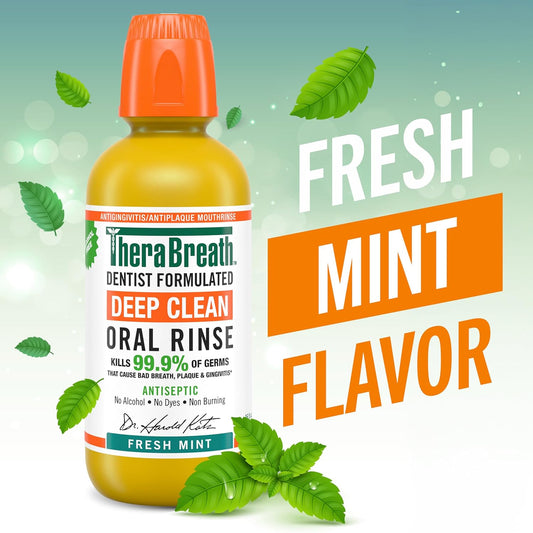 TheraBreath Deep Clean Mouthwash, Antiseptic Benefits, Fresh Mint Flav