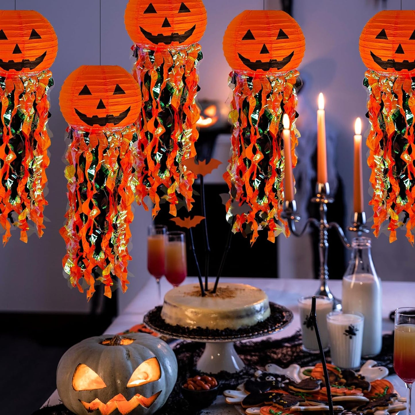 ADLKGG Pumpkin Paper Lanterns for Halloween Party Decorations, Orange 
