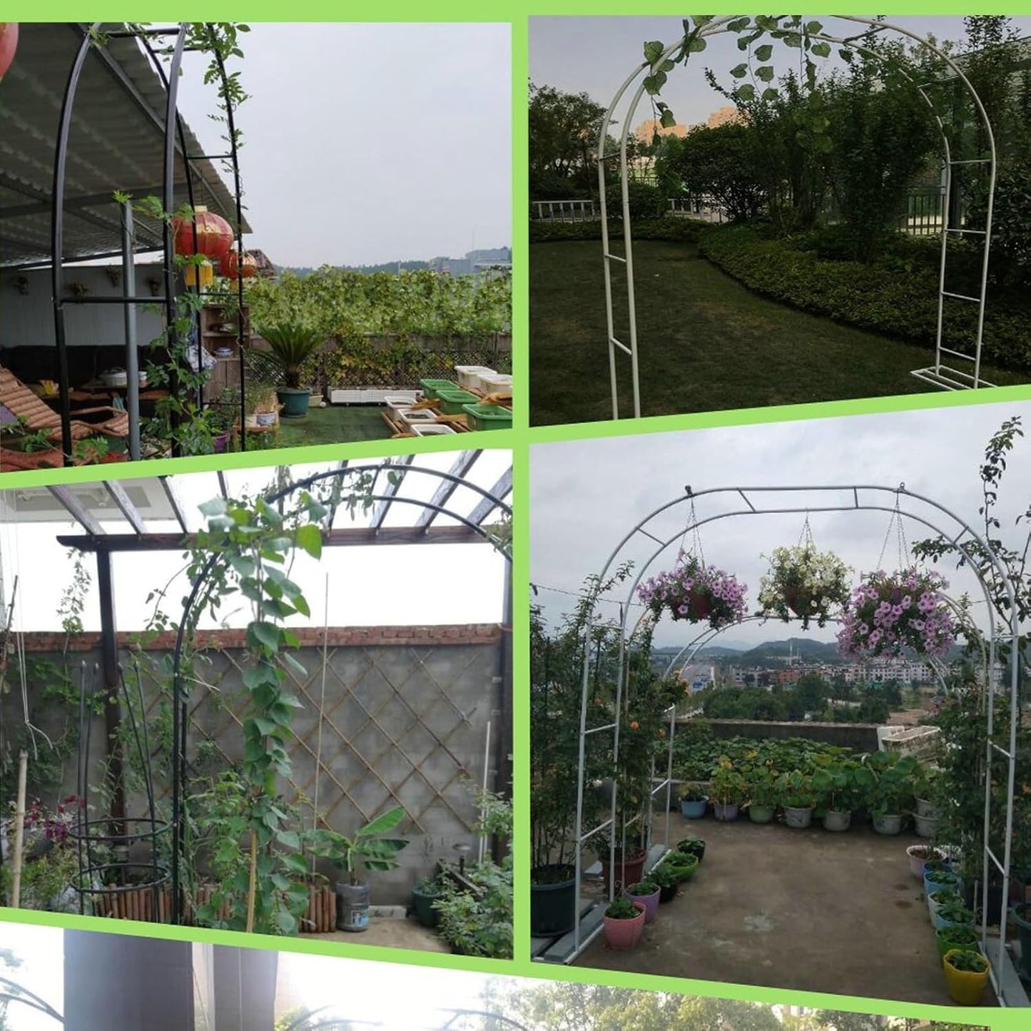 Metal Garden Arch - Elegant Floral Archway for Wedding & Climbing Vines, Durable Trellis for Outdoor Plants, Green Color, 240x220x25cm, Perfect for Garden Decoration