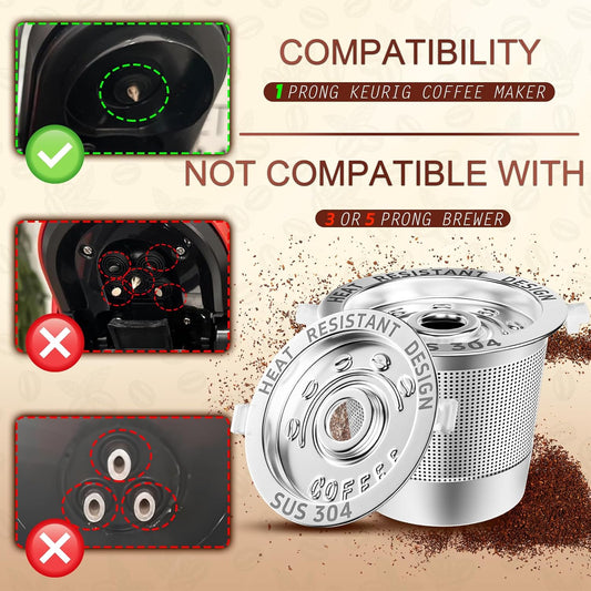 4 Pack Reusable K Cups Coffee Pods for Keurig 1.0: Stainless Steel Reusable Coffee Pods for Keurig Coffee Pods Reusable, BPA-Free, SUS 304‌, Scoop, Heat Resistant Handles