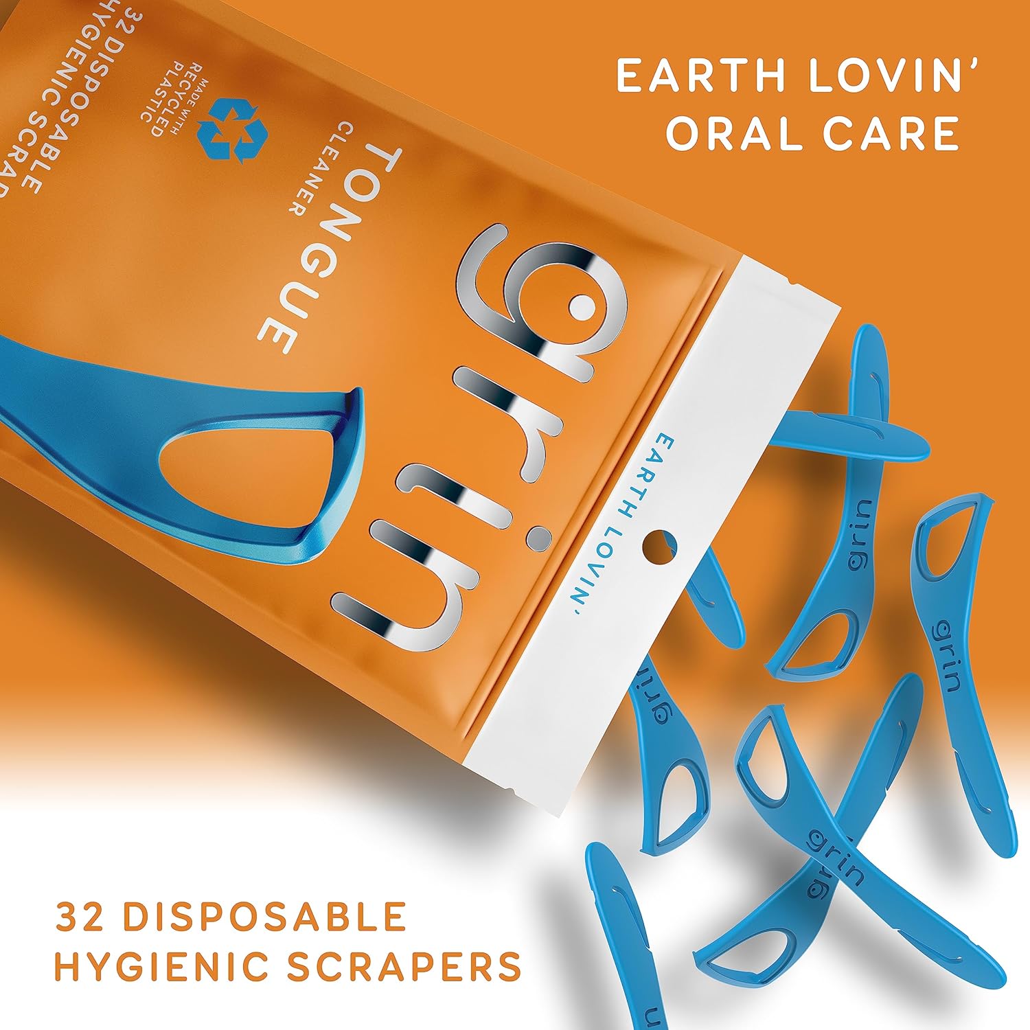GRIN Tongue Cleaner, 32 Count, Disposable Tongue Cleaner, Hygienic Scr