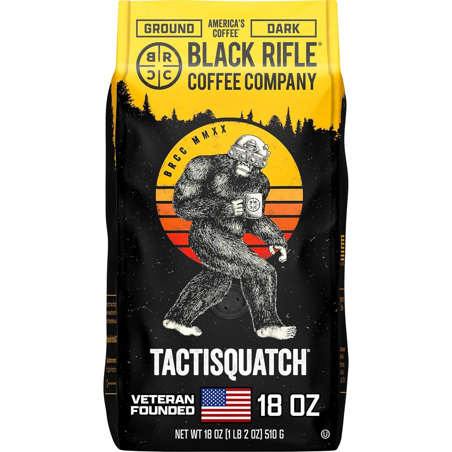 Black Rifle Coffee Company Tactisquatch, 18oz Bag, Ground Coffee Dark Roast - Roasted Blend Made from Arabica Beans - Colombian & Brazilian Beans - Veteran Founded & American Made