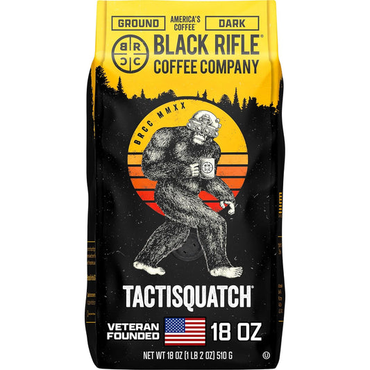 Black Rifle Coffee Company Tactisquatch, 18oz Bag, Ground Coffee Dark Roast - Roasted Blend Made from Arabica Beans - Colombian & Brazilian Beans - Veteran Founded & American Made