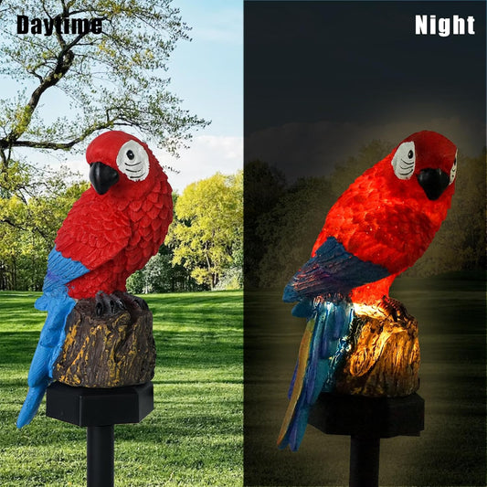 Luwint Small Parrot Garden Solar Lights Parrot Decorative Stake Light Outdoor Waterproof Lamp Parrot Decor for Garden Lawn Pathway Animal Patio Bird Light Parrot Ornament