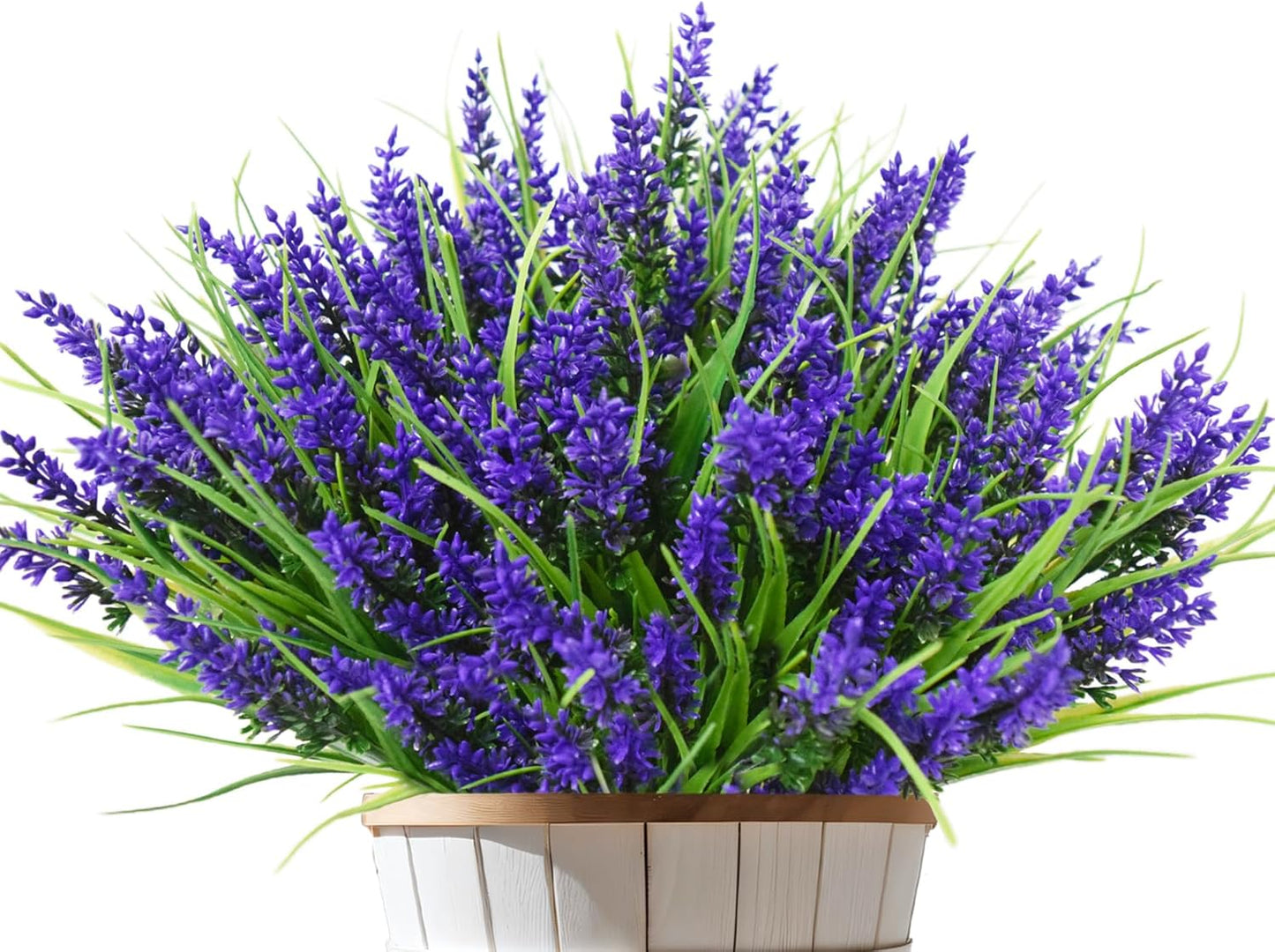 20 Bundles Outdoor Artificial Plants and Flowers, UV Resistant Faux Monkey Grass with Lavender and Fake Plastic Greenery for Spring Summer Outside Planter Porch Garden Decor, Purple