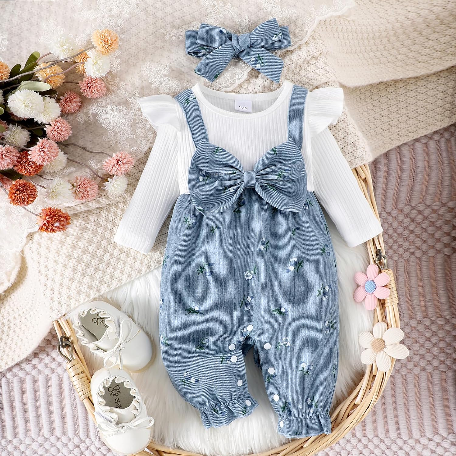 YINGISFITM Newborn Baby Girl Clothes Long Sleeve Romper One Piece Jump