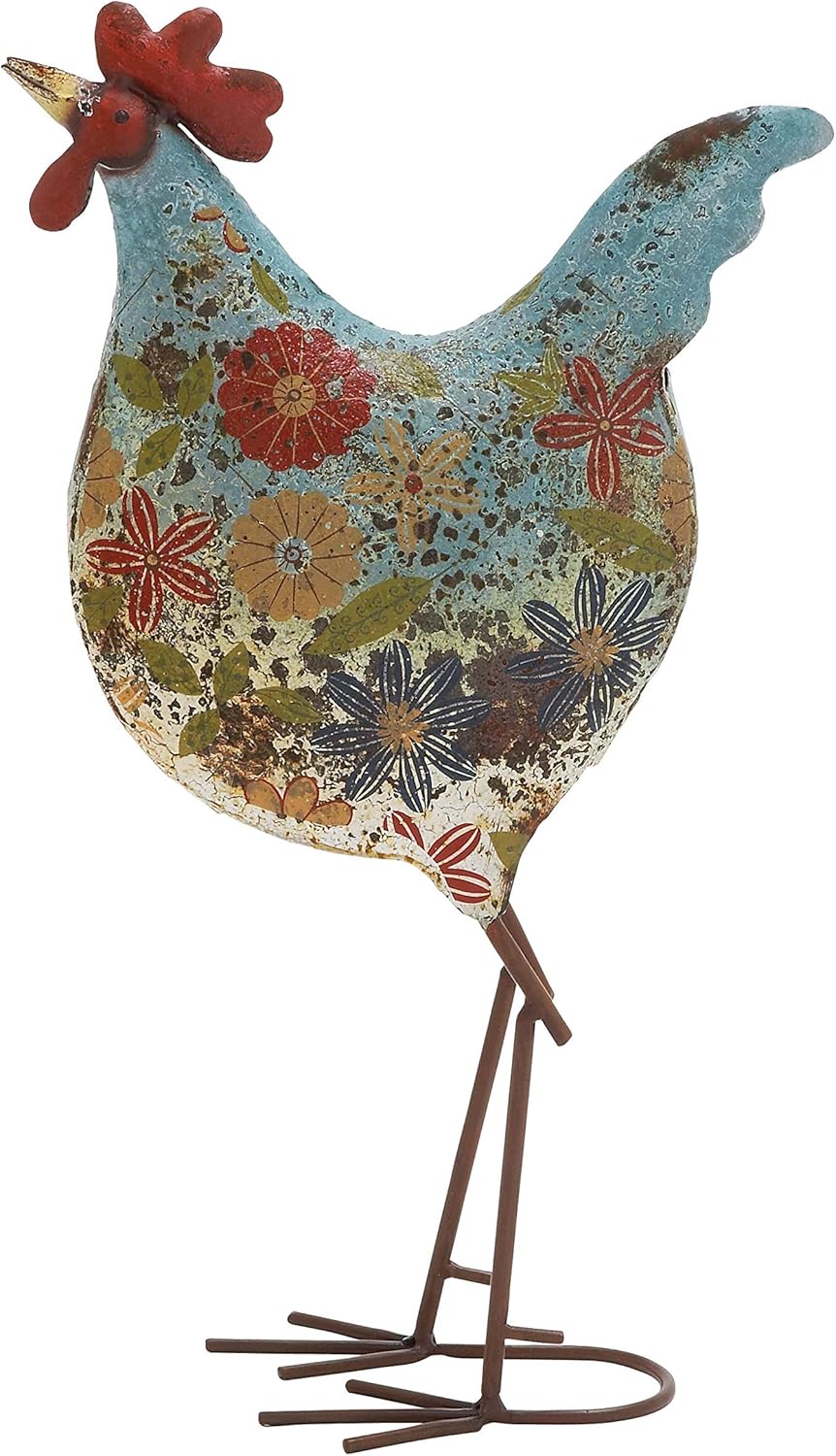 Deco 79 Metal Rooster Decorative Garden Sculpture Indoor Outdoor Distr