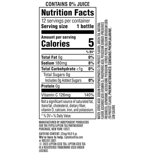 Lipton Diet Green Tea Citrus, 16.9 Fl Oz Bottles (Pack of 12)