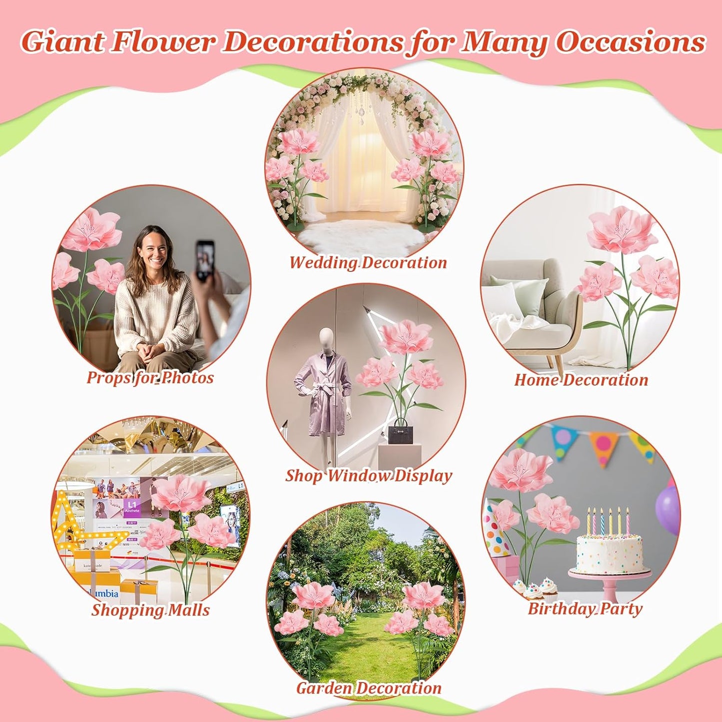Giant Artificial Flowers for Decoration, 5.6 Ft Waterproof EVA Large F