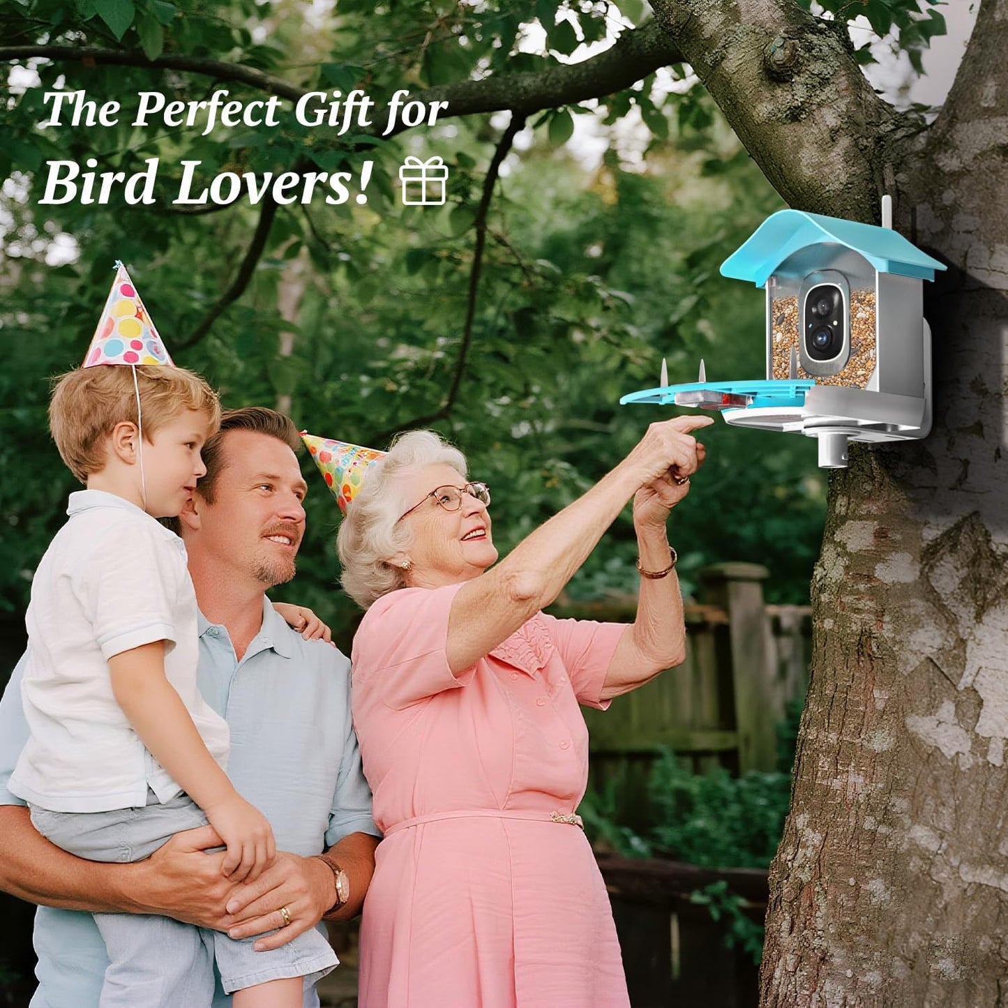 Smart Bird Feeder with Camera, 2K HD AI Identify Birds Species, Bir d Watching Camera with Solar Panel, Auto Capture Bird Videos & Instant Notifications, Ideal Present for Bir d Lover, Blue