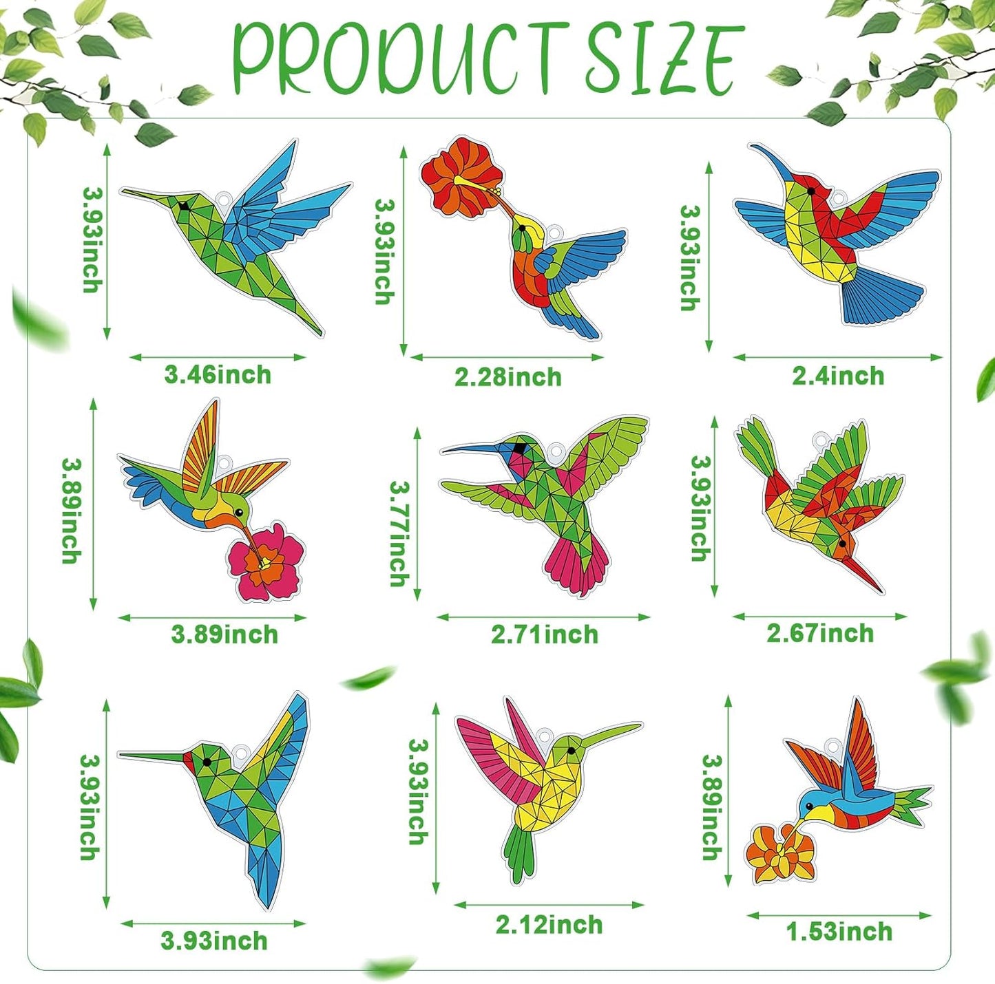 Pasimy 36 Sets Hummingbird Suncatchers Craft Kits Bird Paint Window DIY Hanging Ornaments Decorations Make Your Own Spring Activities Arts Summer Party Favors Gifts for Classroom Home Mother Birthday