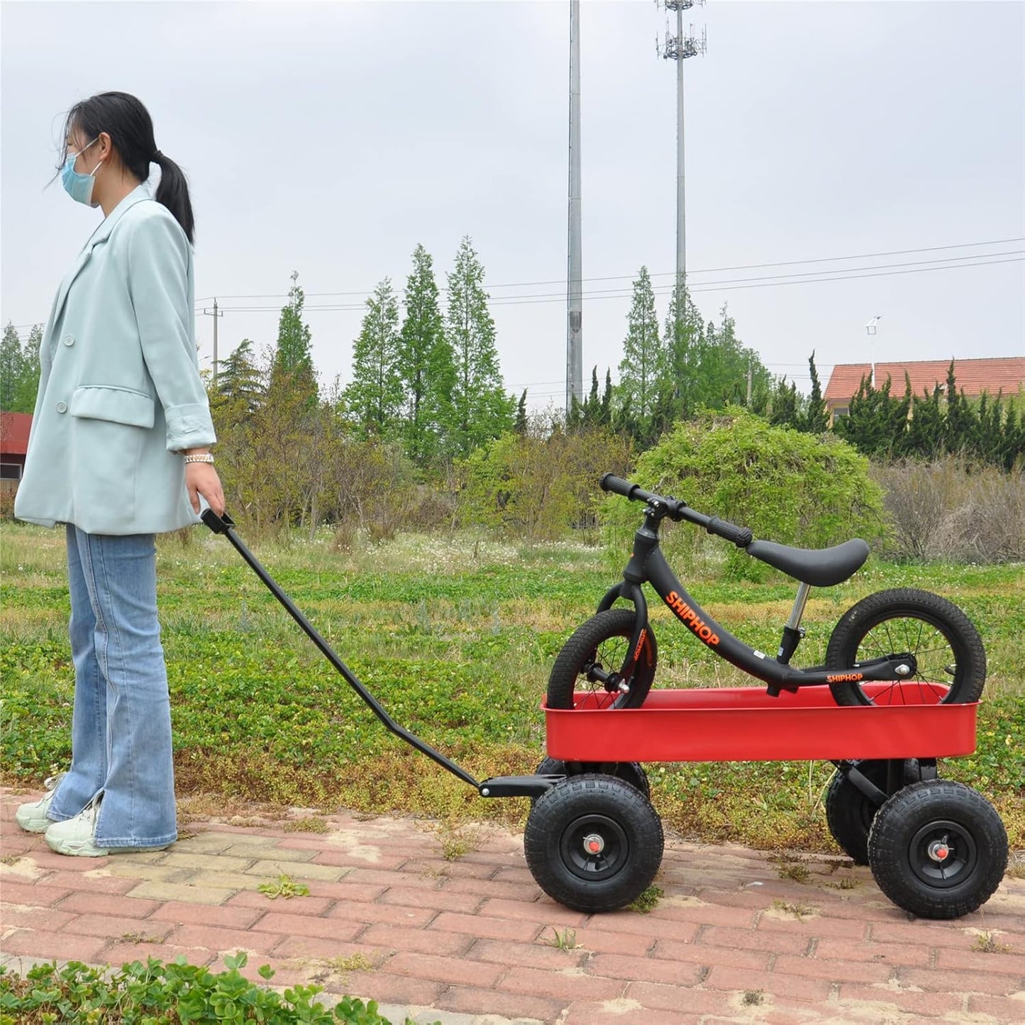 Garden Cart Outdoor Utility Wagon with Solid Wheels Beach Wagon,All Te