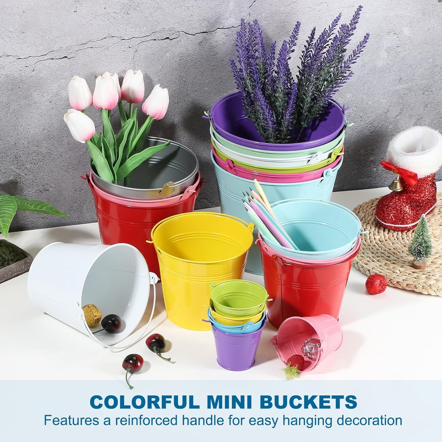 PATIKIL 6"x5" Small Metal Buckets with Handle, 6 Pcs Mini Bucket Easte