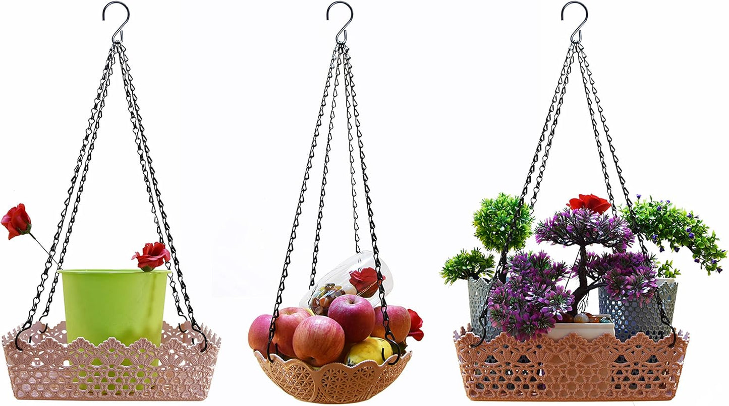26Inch 90lbs Heavy Duty Metal Hooks Hanging Chains Hangers for Garden,Balcony,Yard,Kitchen,for Hanging Heavy Plant Pot, Bird Feeder, Lantern, Billboard. Carbon Steel, 2Extra Scissors