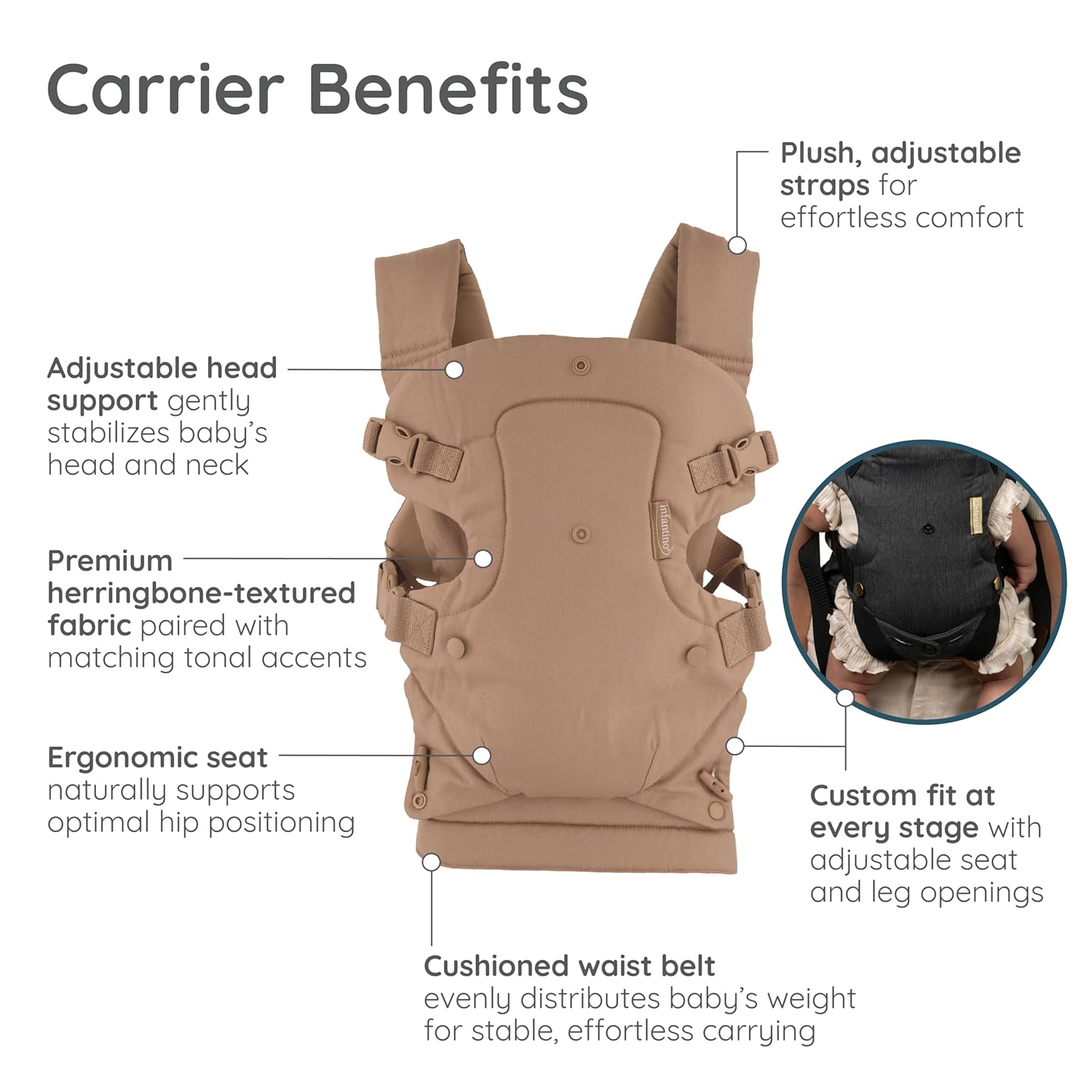Infantino Flip Luxe 4-in-1 Convertible Baby Carrier, Ergonomic Infant 