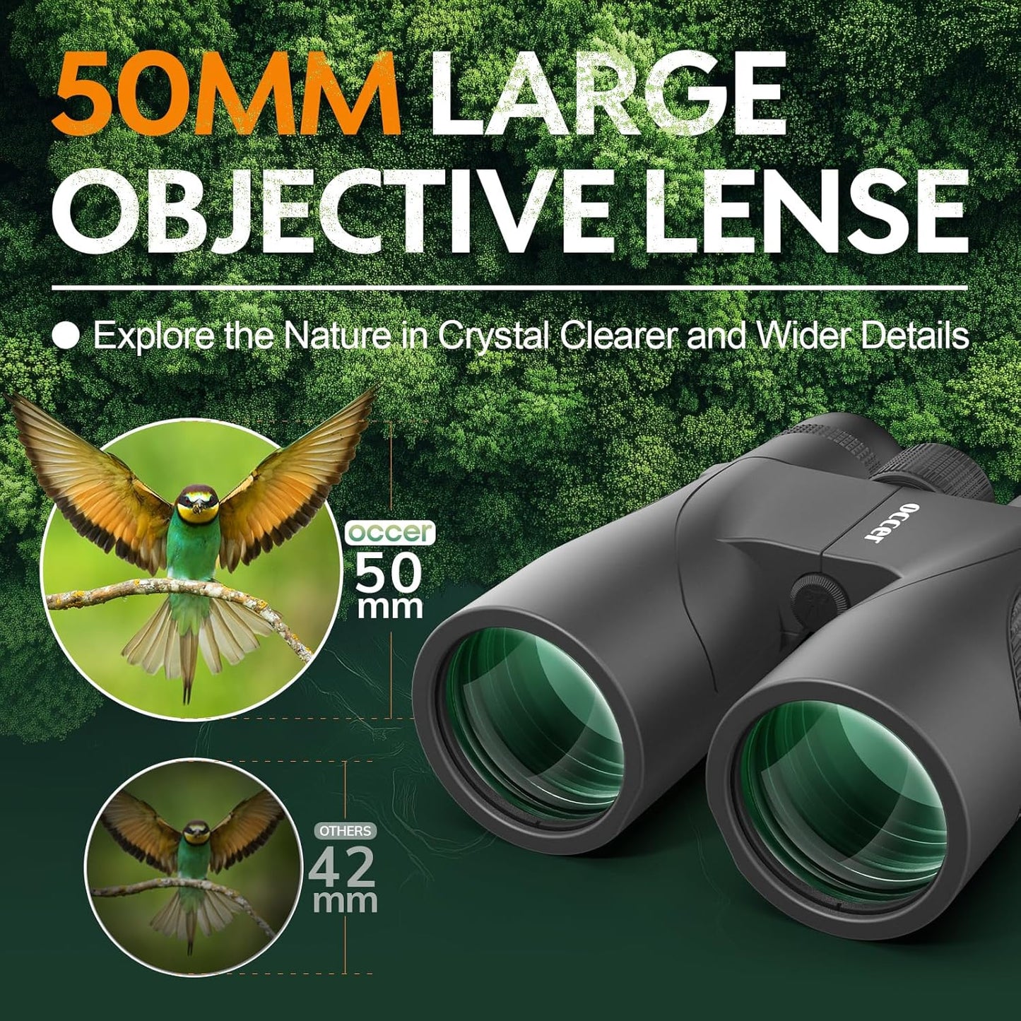 Occer 12x50 Bird Watching Binoculars for Adults - High Powered Binoculars with Clear Image - Easy Focus HD Binocular for Cruise Ship Hunting Travel Concert Stargazing Birthday Gift for Men