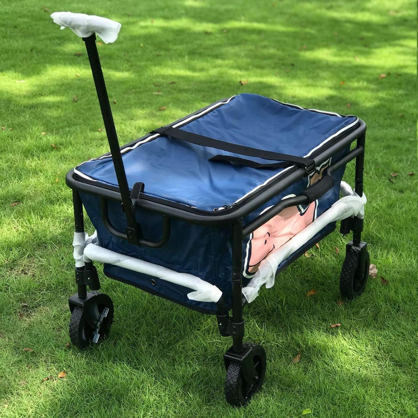 Garden Carts Outdoor Camping Trolley Aluminum Alloy Trolley Portable Folding Four-wheel Beach Hand Trailer Waterproof With Cover Picnic Camping Car Outdoor Trolley ( Color : Blue , Size : One szie