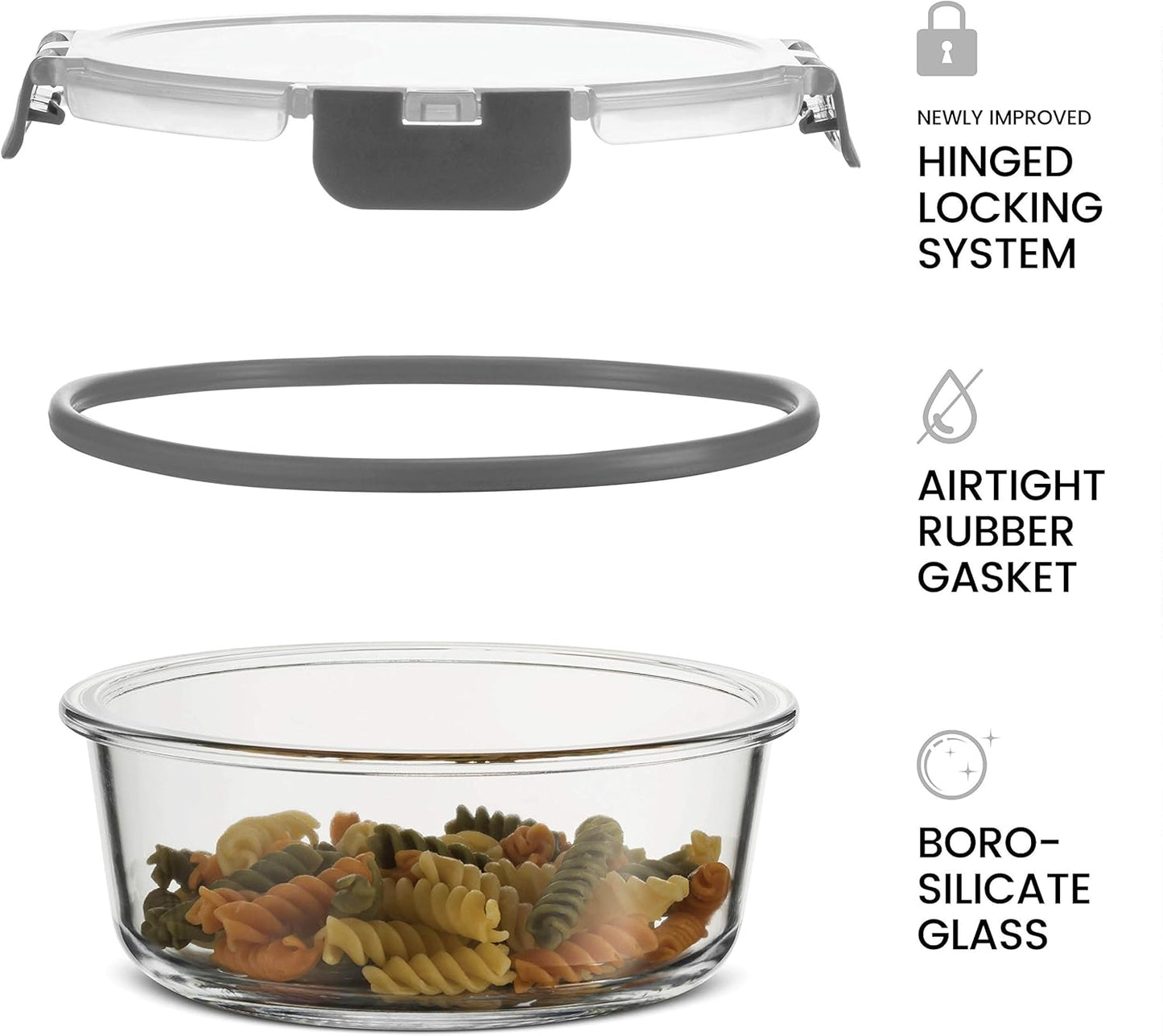 FineDine 24 Piece Premium Borosilicate Glass Meal Prep Containers Glas
