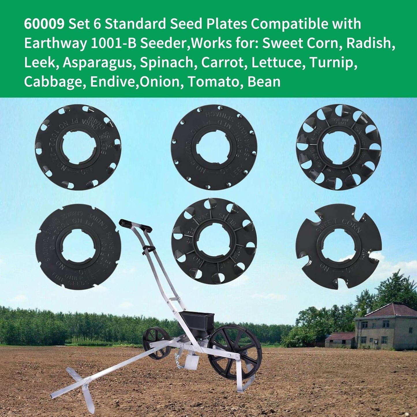 60009 Set 6 Standard Seed Plates Compatible with Earthway 1001-B Seede