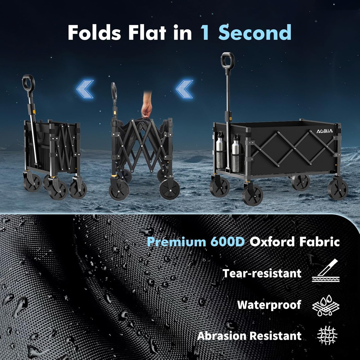 Collapsible Foldable Wagon with Wheels Heavy Duty Folding Wagons Carts